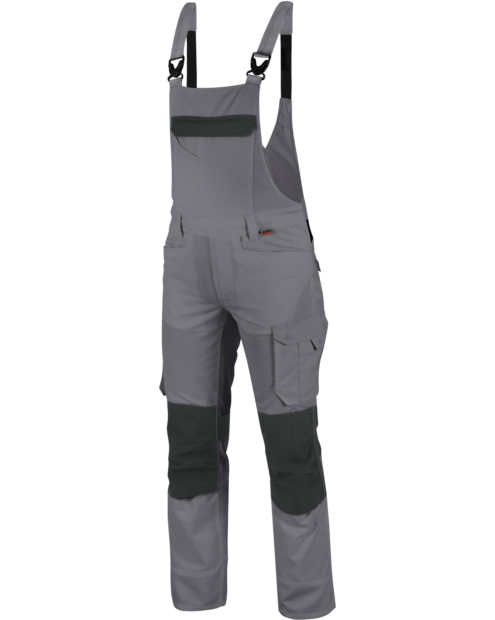 Hochwertige Latzhose, kratzfreie Latzhose für Handwerker, Latzhose mit praktischen Taschen, Latzhose für professionelle Reinigung und Trocknung geeignet, Latzhose grau