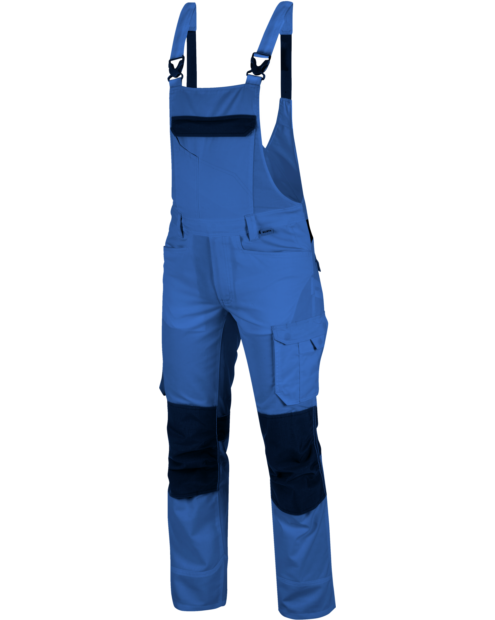 Industriewäschetaugliche Arbeits-Latzhose, bequeme Arbeits-Latzhose, Latzhose mit Knietaschen EN 14404, Latzhose für industrielle Reinigung & Trocknung geeignet, Latzhose royalblau