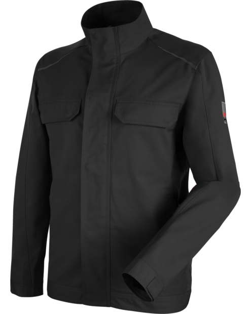Hautfreundliche Bundjacke, metallfreie Handwerkerjacke, bequeme Arbeitsjacke ISO 15797, Jacke für professionelle Reinigung geeignet, schwarze Jacke für Dachdecker