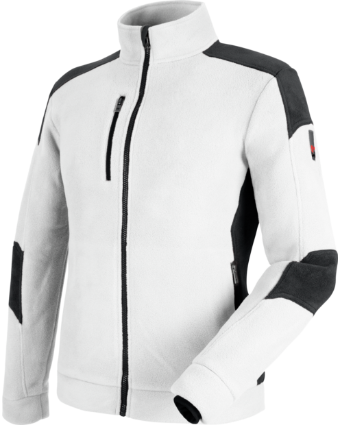 Praktische Arbeits-Fleecejacke, Fleecejacke mit Taschen, funktionelle Fleecejacke, Fleecejacke weiß, warme Fleecejacke
