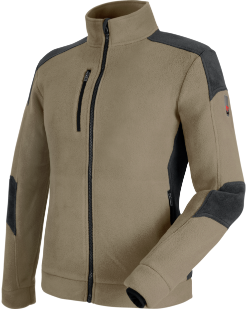 Leichte Arbeitsjacke aus Fleece, Fleecejacke OEKO-TEX 100, Fleecejacke mit vielen Taschen, Fleecejacke beige, warme Fleecejacke, atmungsaktive Fleecejacke