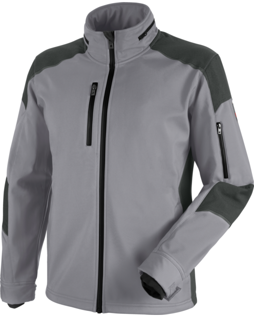 Funktionelle Arbeitsjacke, Arbeitsjacke aus Softshellmaterial, Softshelljacke mit wasserdichten Reißverschlüssen, Softshelljacke OEKO-TEX® 100, Softshelljacke grau