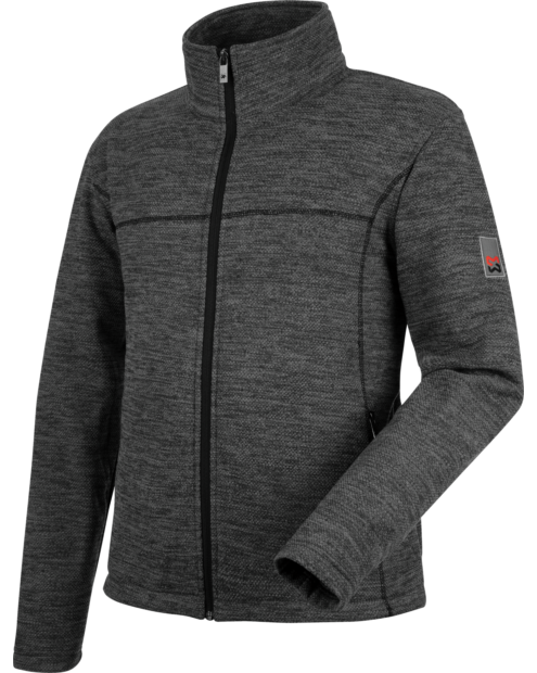 Praktische Fleecejacke für Handwerker, Modernes Fleece in Strick-Optik, Fleecejacke mit Taschen und Reißverschlüssen