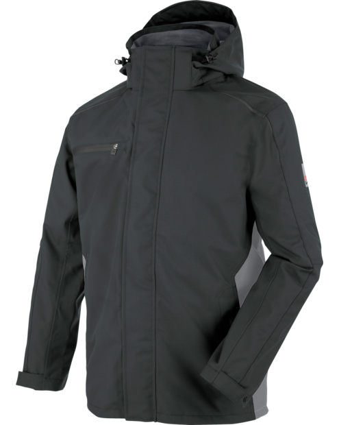 Hautfreundliche Regen-Arbeitsjacke, Regenjacke mit praktischen Taschen, Regenjacke anthrazit