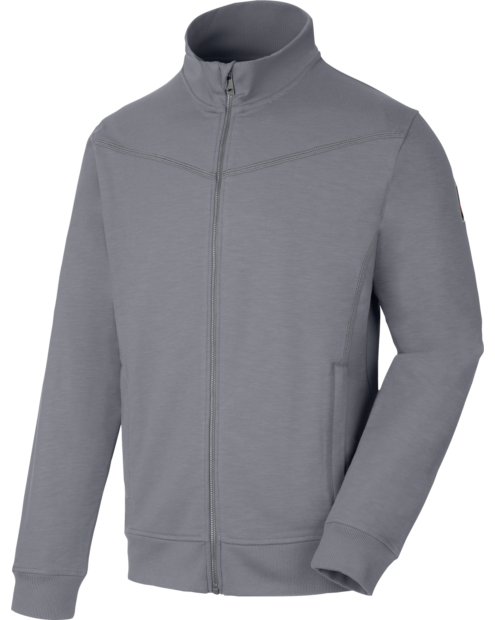 Moderne Sweatjacke, Arbeitsjacke mit Tragekomfort, graue Jacke mit praktischen Details, ideal geeignet für den Frühling oder Herbst