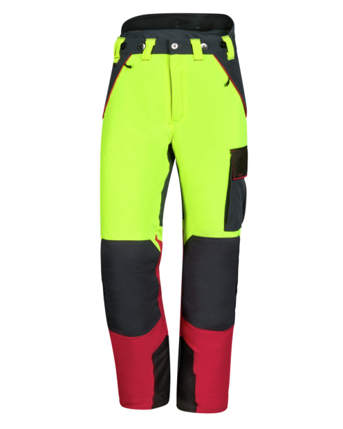 Bequeme Forst Arbeitshose, Schnittschutzhose mit hohem Tragekomfor, mit Gürtelschlaufen und Knöpfen für Hosenträger