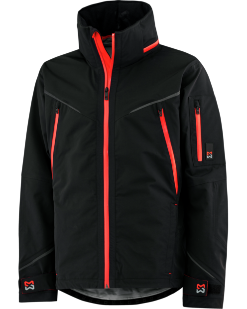 Reflektierende Hardshelljacke Performance in schwarz/rot mit 2 Seitentaschen