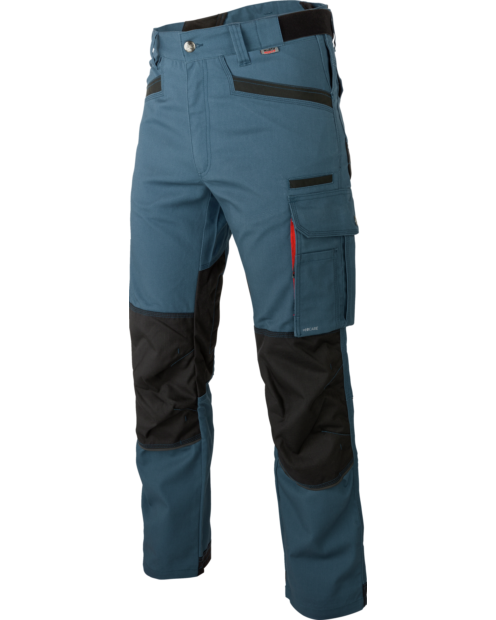 Langlebige und stylische Arbeitshose, Farbe blau, aus elastischem Canvas-Gewebe, mit Cordura Knieverstärkungen, EN 14404 