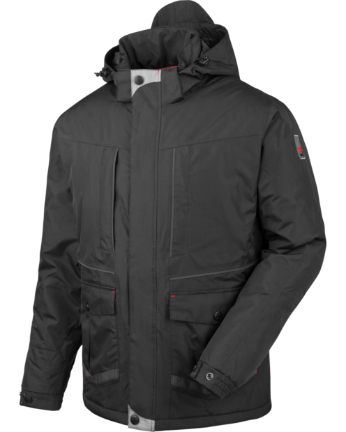 Wassserdichte Arbeitsjacke, abnehmbare Kapuze, sehr reißfest mit reflektierende Einsätze