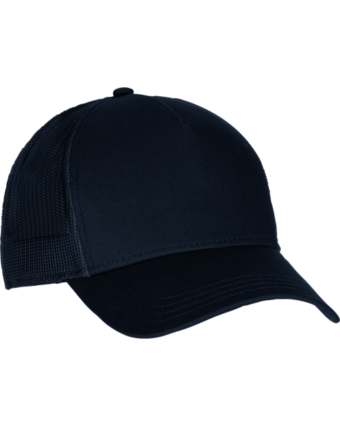 Dunkelblaue Cap mit Mesh Rückseite und vorgeformtem Schirm
