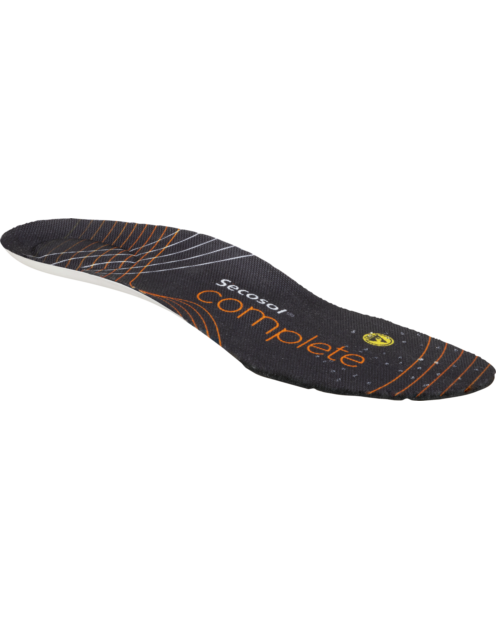 Schwarze Einlegesohle mit ergonomischer Form und Dämpfung für Sicherheitsschuhe und hohen Tragekomfort