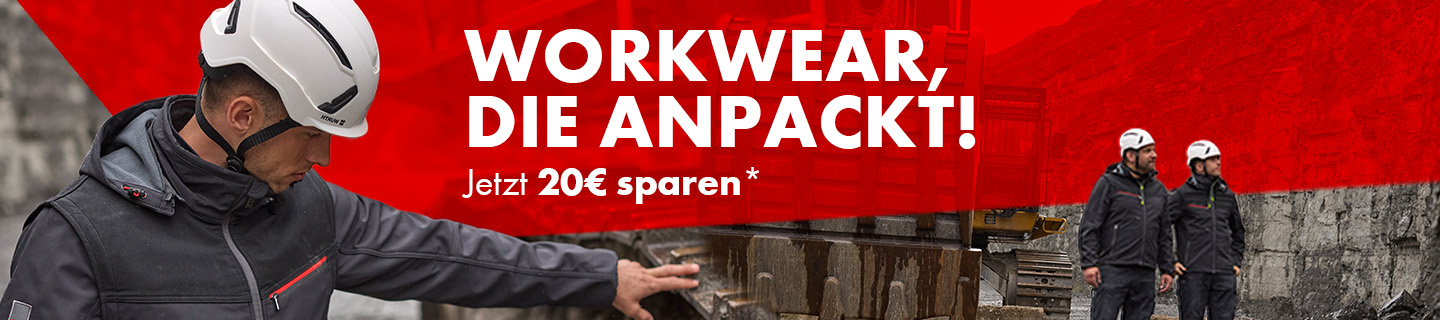 Workwear, die anpackt | Jetzt 20&euro; auf deine Bestellung sparen ab Einkaufswert von 100&euro;!
