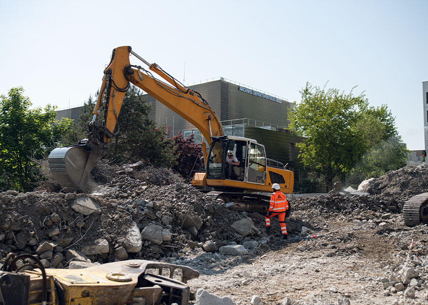 Masterin Clélie ist auf der Baustelle optimal sichtbar