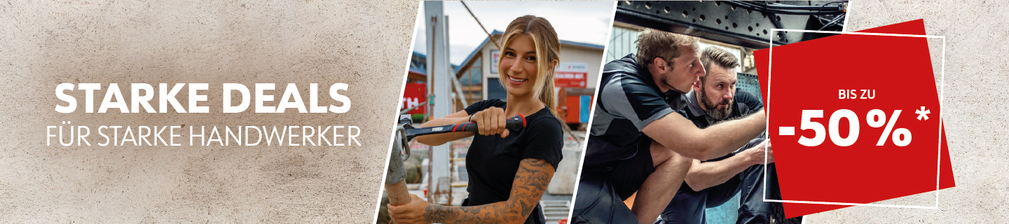 Jetzt bis zu 50% Rabatt auf ausgewählte Artikel sparen | Starke Deals für starke Handwerker Jetzt bis zu 50% Rabatt auf ausgewählte Artikel sparen | Starke Deals für starke Handwerker