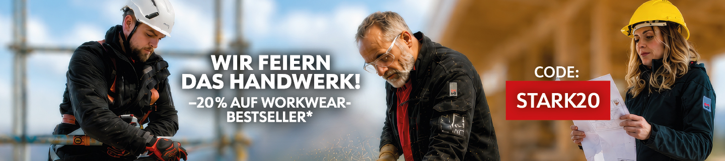 Jetzt 20% auf ausgewählte Workwear Kollektionen sparen: Wir feiern den Tag des Handwerks! Jetzt 20% auf ausgewählte Workwear Kollektionen sparen: Wir feiern den Tag des Handwerks!